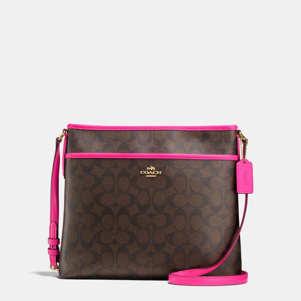 COACH FILE BAG IN SIGNATURE COATED CANVAS - IMITATION GOLD/BROWN - F23866