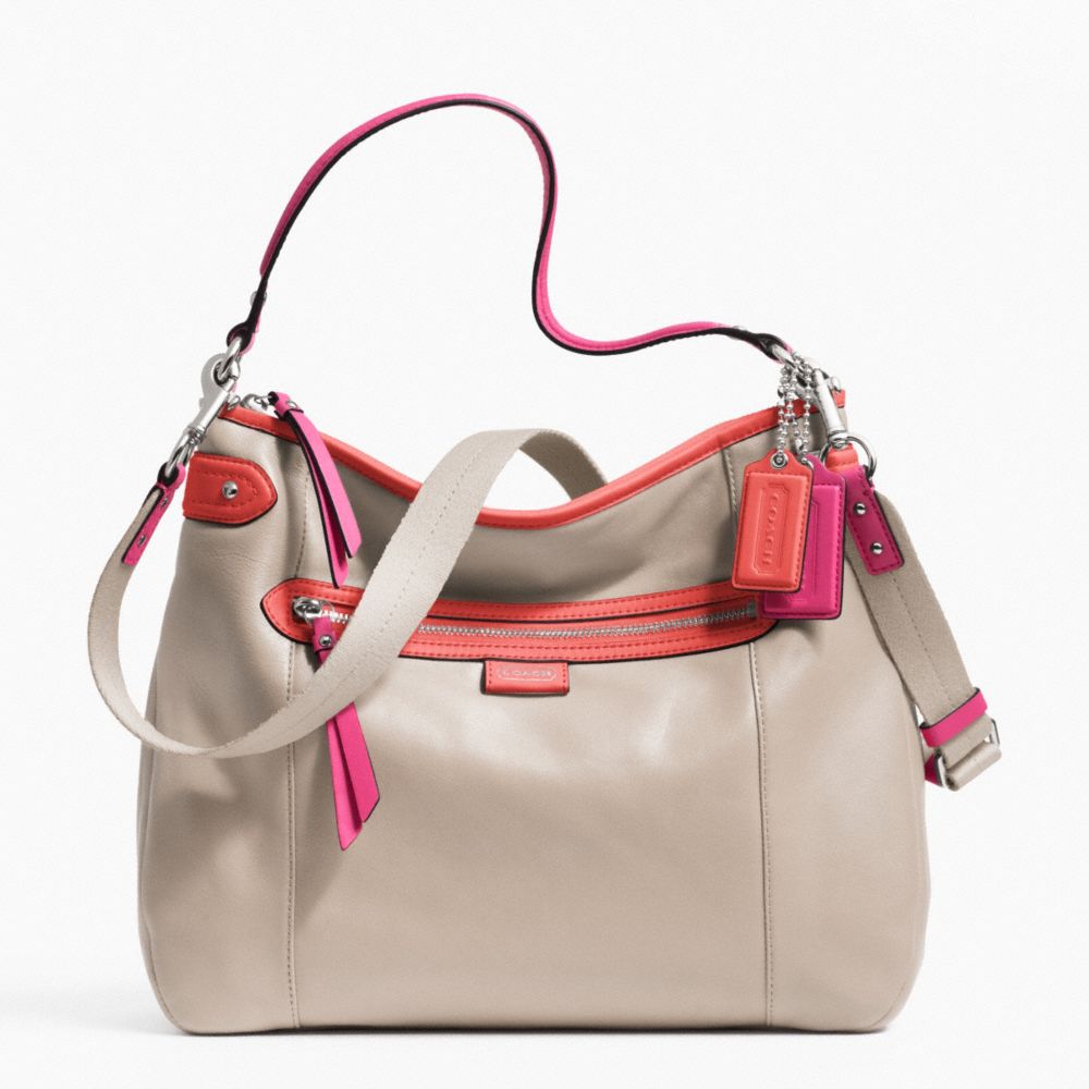 COACH DAISY SPECTATOR LEATHER CONVERTIBLE HOBO - SILVER/SAND MULTICOLOR - F23903