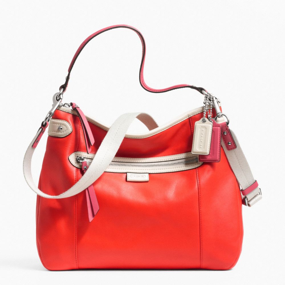 DAISY SPECTATOR LEATHER CONVERTIBLE HOBO - COACH f23903 - SILVER/VERMILLION MULTICOLOR