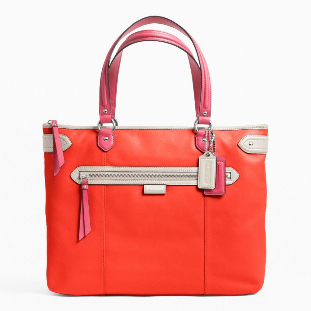 DAISY SPECTATOR LEATHER EMMA TOTE - COACH f23922 - SILVER/VERMILLION MULTICOLOR