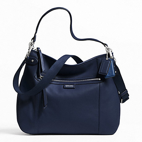 COACH DAISY LEATHER CONVERTIBLE HOBO - SILVER/MIDNIGHT NAVY - f23937