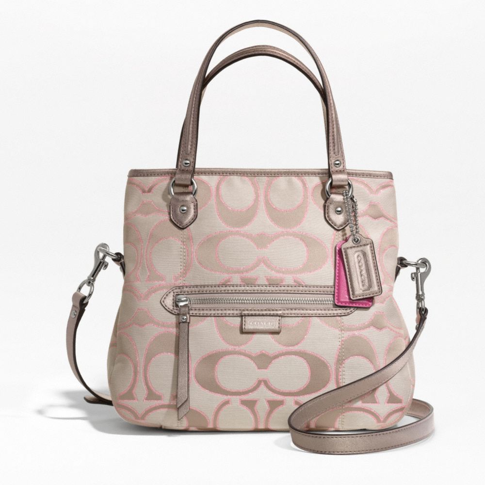 COACH DAISY OUTLINE SIGNATURE METALLIC MIA - SILVER/LIGHT KHAKI/GOLD - F23940