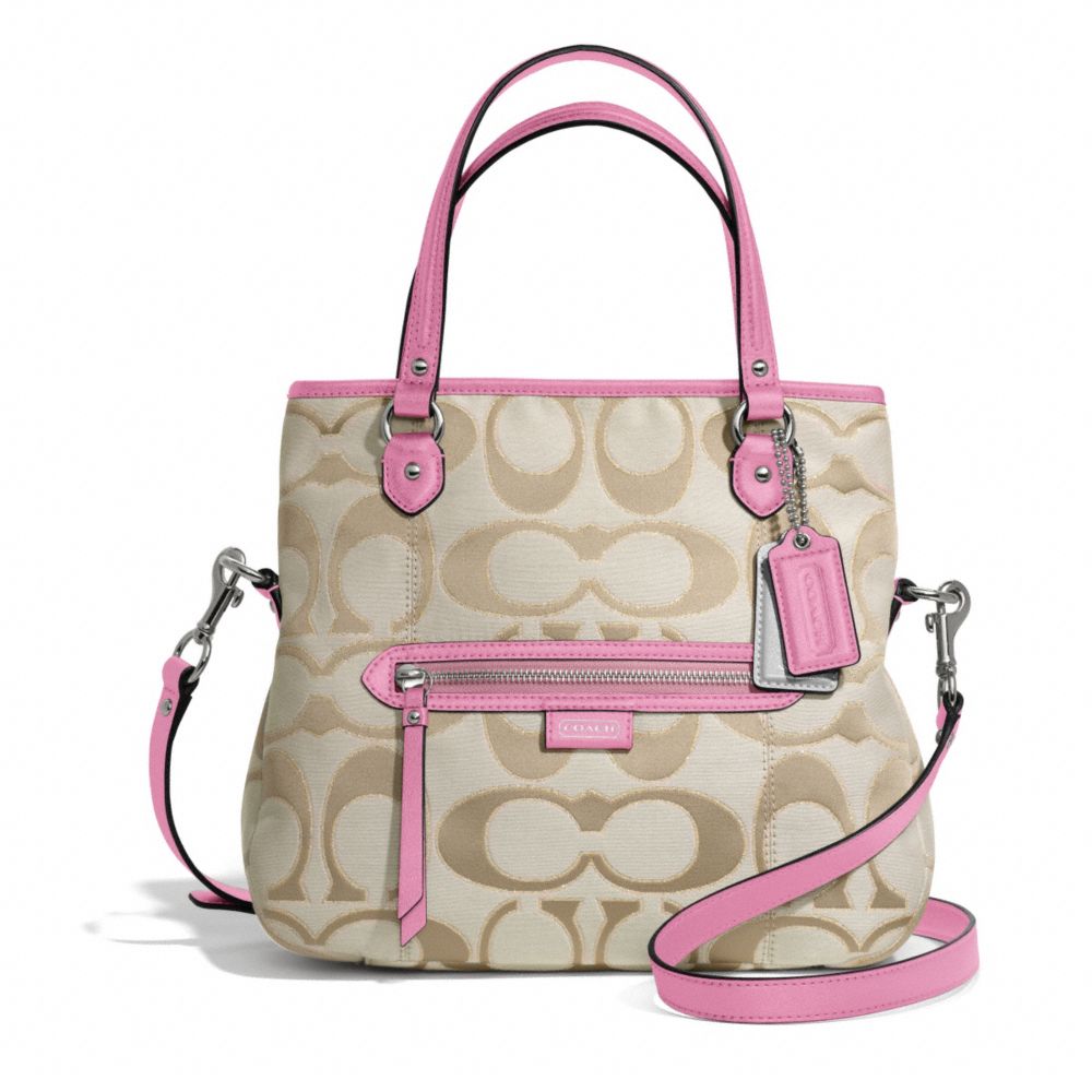 COACH DAISY OUTLINE SIGNATURE METALLIC MIA - SILVER/LIGHT KHAKI/PINK - F23940