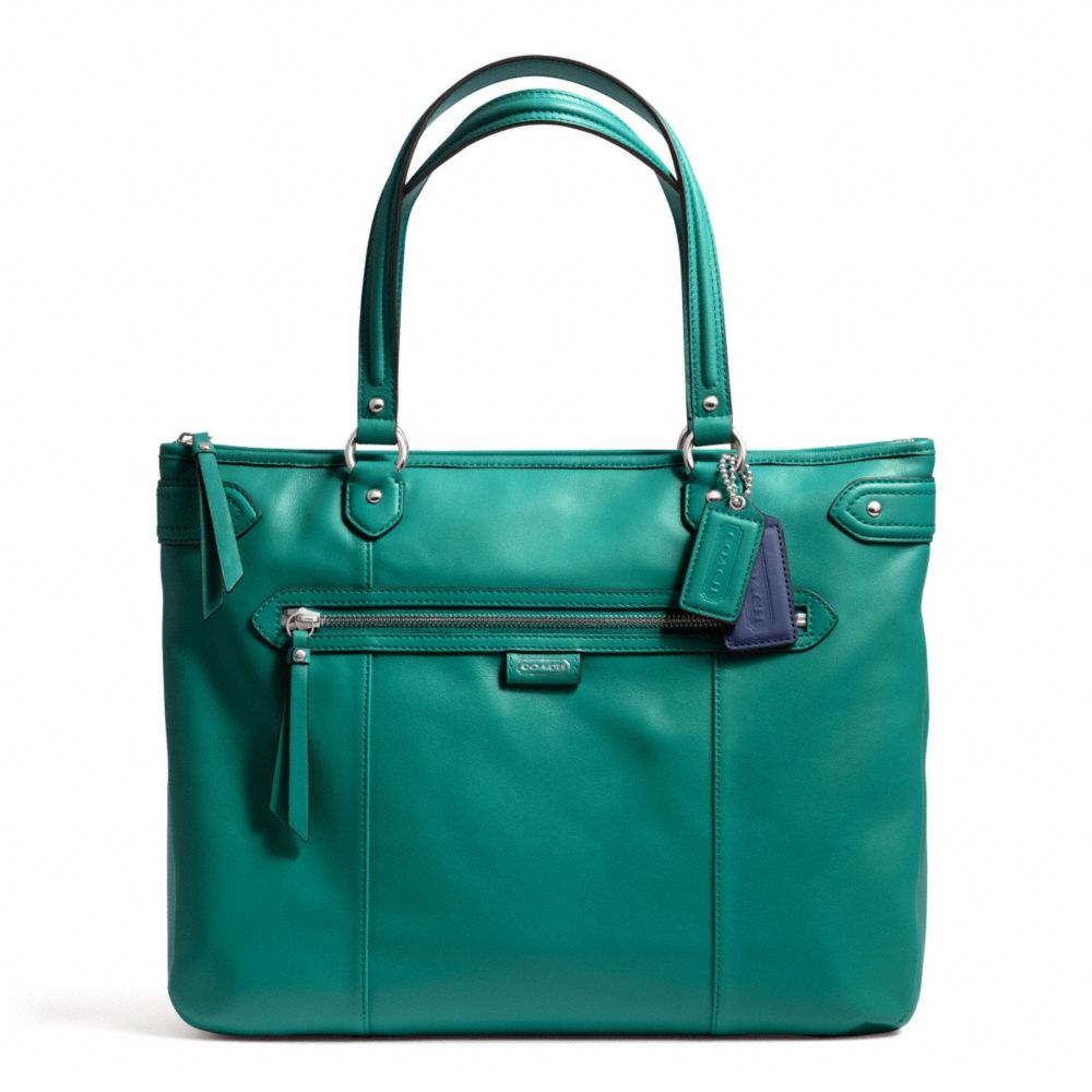 COACH DAISY LEATHER EMMA TOTE - SILVER/JADE - F23973