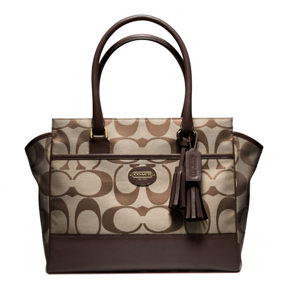 COACH SIGNATURE MEDIUM CANDACE CARRYALL - BRASS/KHAKI/MAHOGANY - F24203