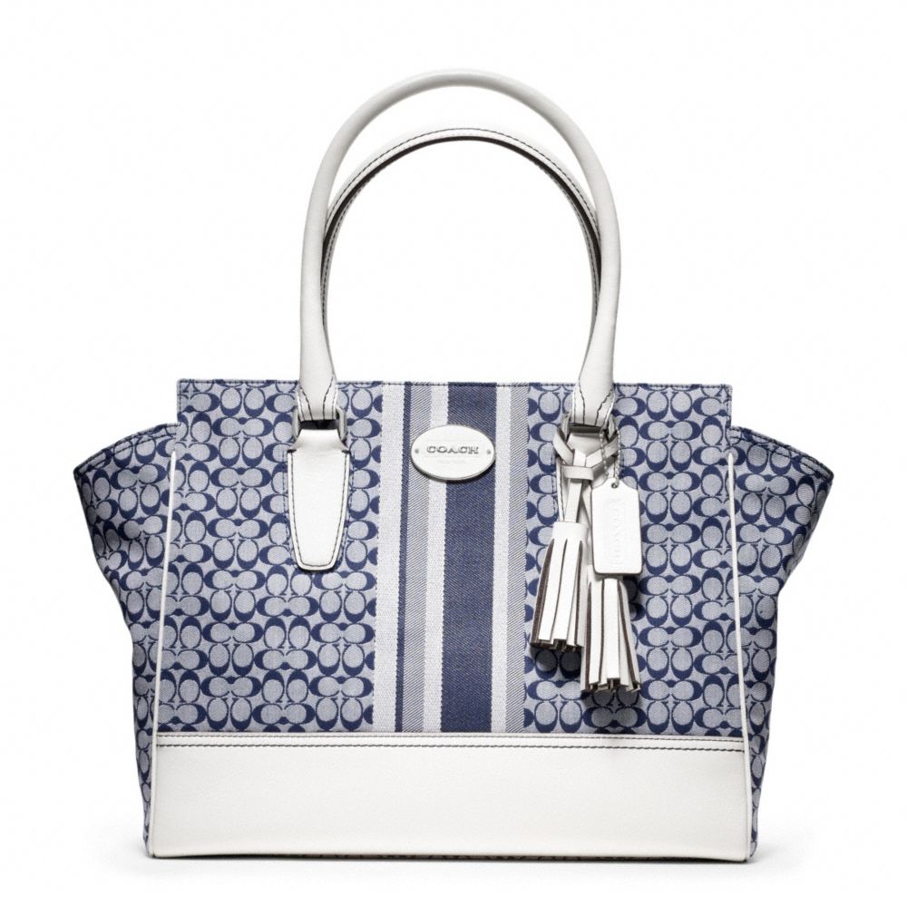 COACH SIGNATURE STRIPE MEDIUM CANDACE CARRYALL - ONE COLOR - F24206