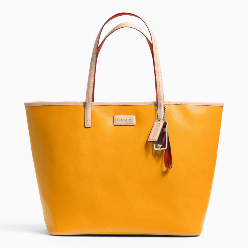 COACH METRO SAFFIANO LEATHER TOTE - SILVER/ORANGE SPICE - F24341