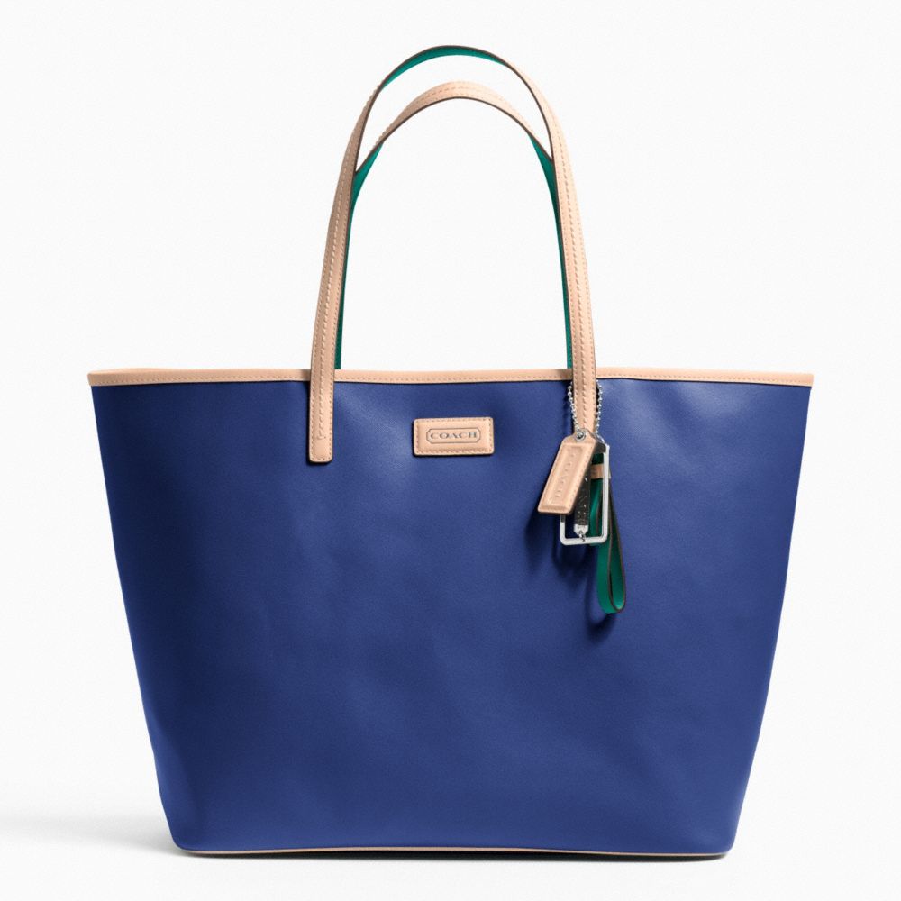 COACH METRO SAFFIANO LEATHER TOTE - SILVER/FRENCH BLUE - F24341