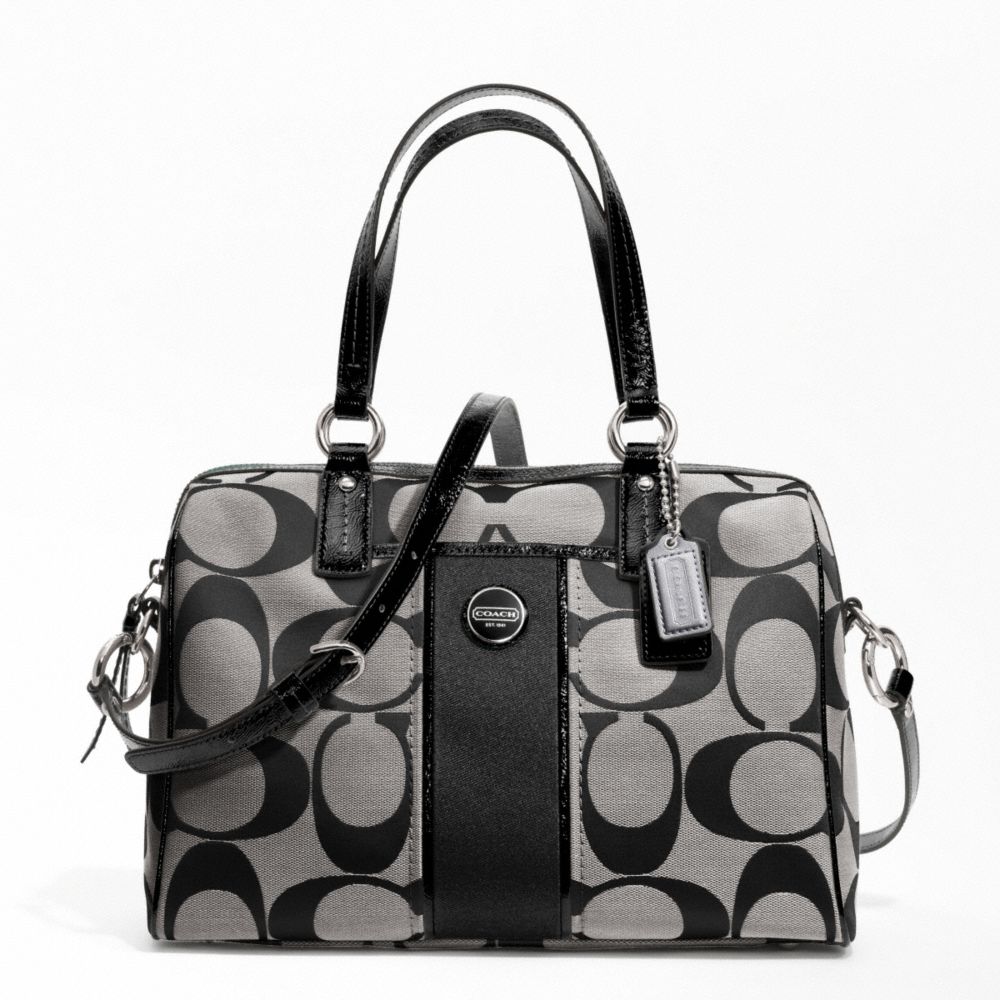 COACH SIGNATURE STRIPE SATCHEL - SILVER/BLACK/WHITE/BLACK - F24364