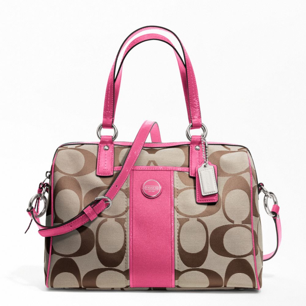 COACH SIGNATURE STRIPE SATCHEL - ONE COLOR - F24364