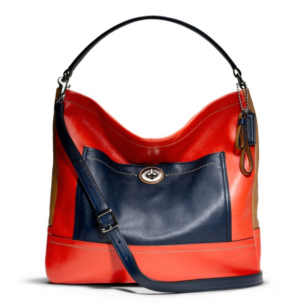 PARK COLORBLOCK HOBO - COACH F24369 - SILVER/VERMILLION MULTICOLOR