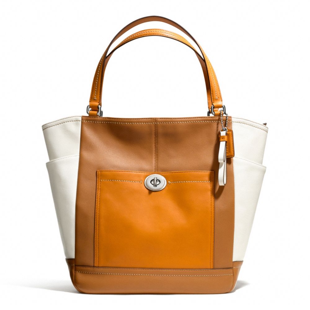 COACH PARK COLORBLOCK NORTH/SOUTH TOTE - SILVER/NATURAL MULTI - F24391