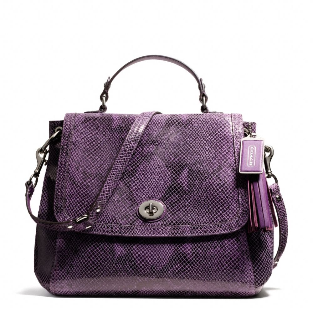 COACH PARK PYTHON FLAP - SILVER/PURPLE - F24392