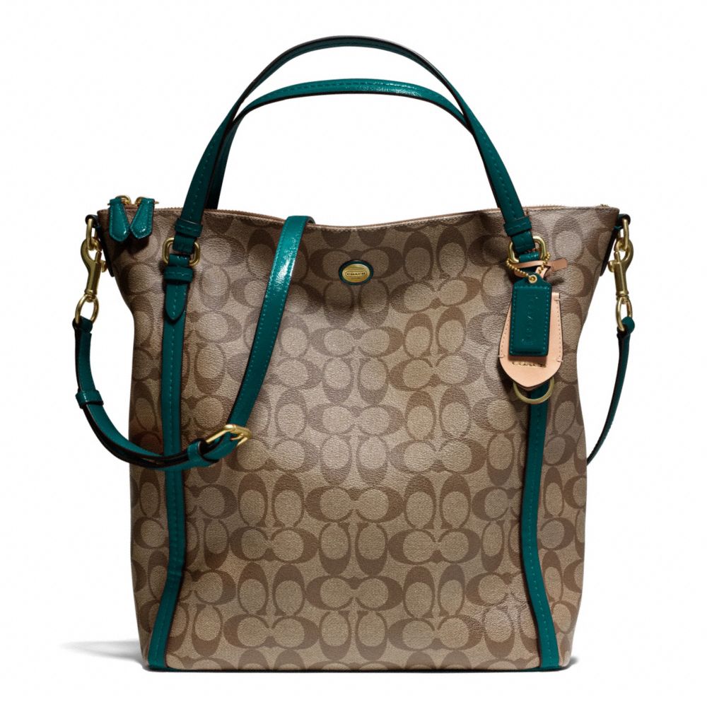 PEYTON SIGNATURE CONVERTIBLE SHOULDER BAG - COACH f24601 - BRASS/KHAKI/JADE