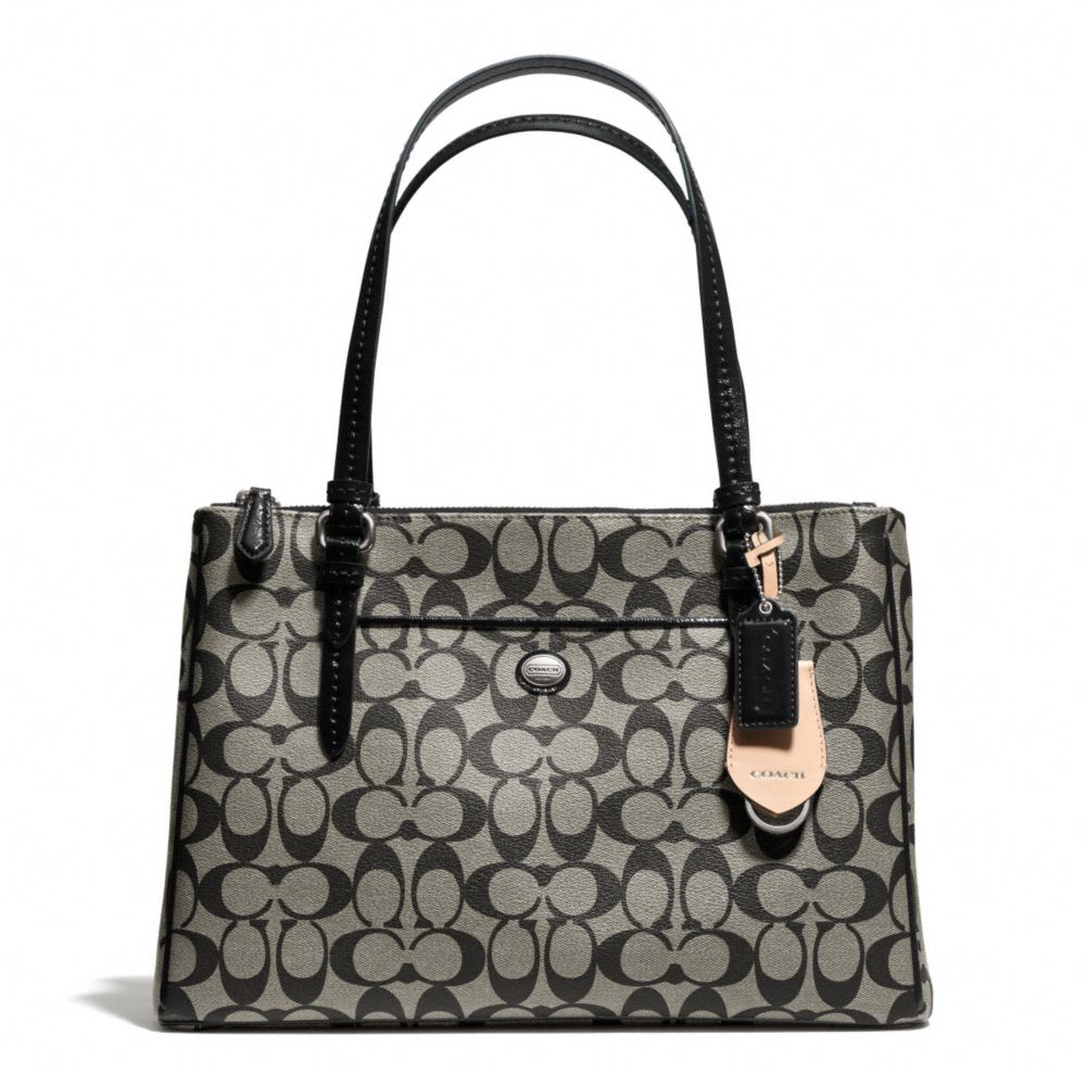 PEYTON SIGNATURE JORDAN DOUBLE ZIP CARRYALL - COACH F24603 - SILVER/BLACK/WHITE/BLACK