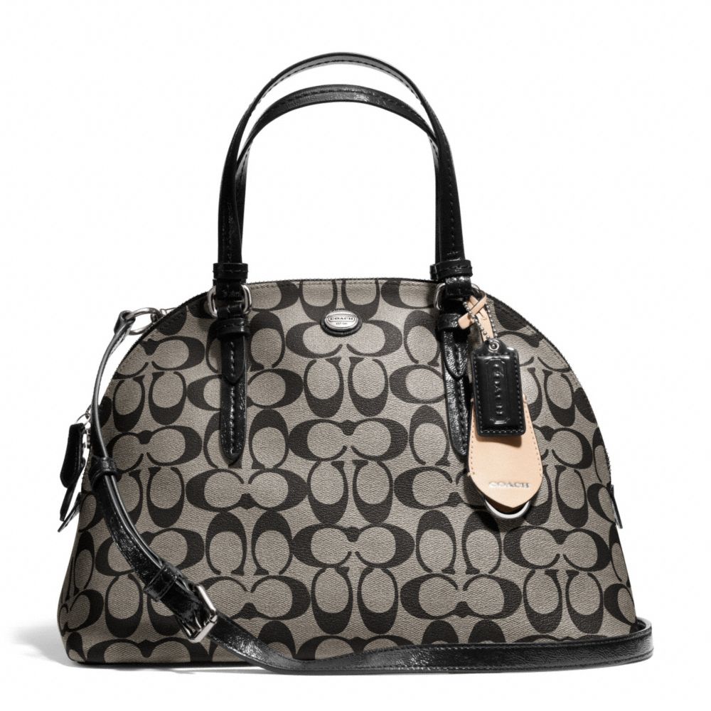 PEYTON SIGNATURE CORA DOMED SATCHEL - COACH f24606 - SILVER/BLACK/WHITE/BLACK