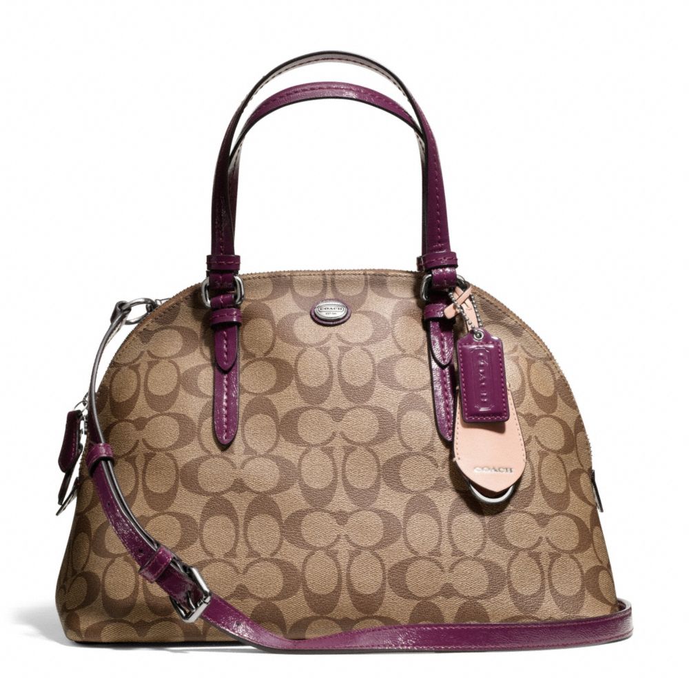 PEYTON SIGNATURE CORA DOMED SATCHEL - COACH f24606 - SILVER/KHAKI/PLUM