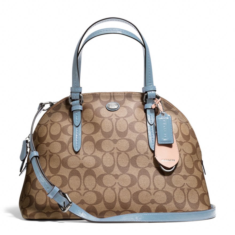 PEYTON SIGNATURE CORA DOMED SATCHEL - COACH f24606 - SILVER/KHAKI/SKY