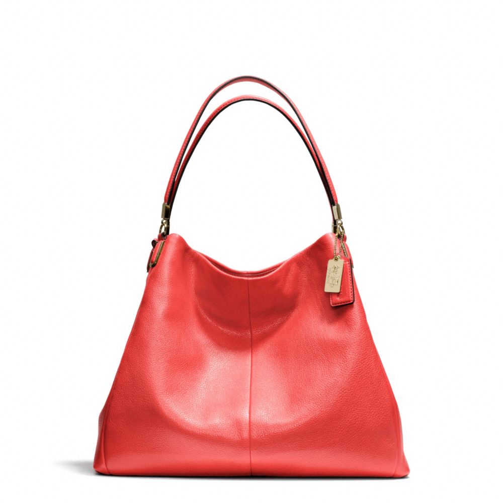 COACH MADISON LEATHER PHOEBE SHOULDER BAG - LIGHT GOLD/LOVE RED - F24621