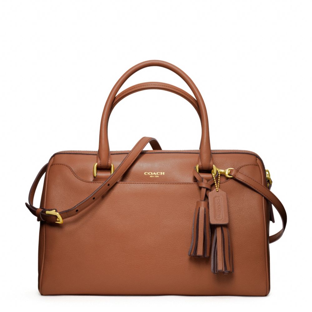 LEATHER HALEY SATCHEL WITH STRAP - COACH f24622 - BRASS/COGNAC
