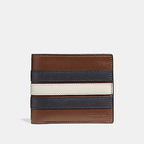 COACH 3-IN-1 WALLET WITH VARSITY STRIPE - SADDLE/MIDNIGHT NVY/CHALK - F24649