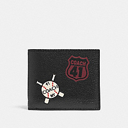 COACH 3-IN-1 WALLET WITH MOTIF MIXED PATCHES - BLACK - F24655
