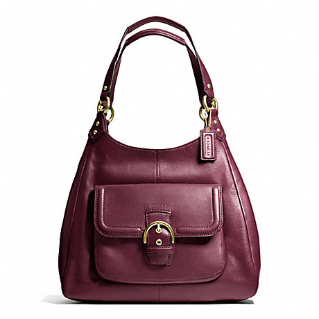 COACH CAMPBELL LEATHER HOBO - BRASS/BORDEAUX - f24686