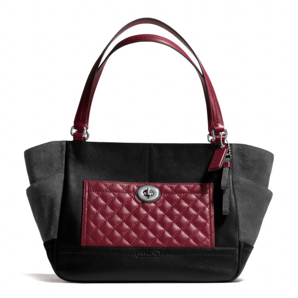 PARK QUILTED COLORBLOCK CARRIE - COACH f24693 - SILVER/BLACK MULTI