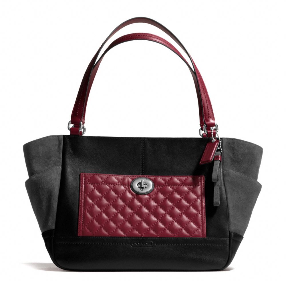 COACH PARK QUILTED COLORBLOCK CARRIE - SILVER/BLACK MULTI - F24693