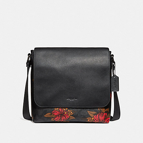 COACH CHARLES MESSENGER IN SIGNATURE CANVAS WITH HAWAIIAN LILY PRINT - QBNI6 - f24717