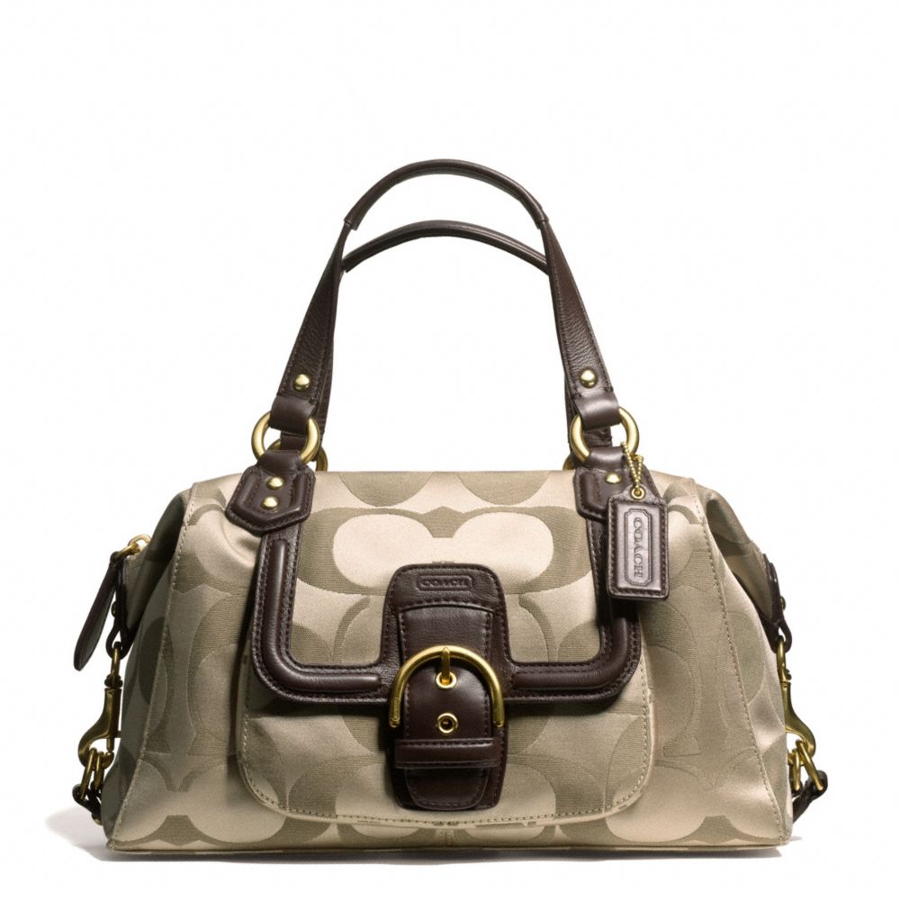 COACH CAMPBELL SIGNATURE SATCHEL - BRASS/KHAKI/MAHOGANY - F24741