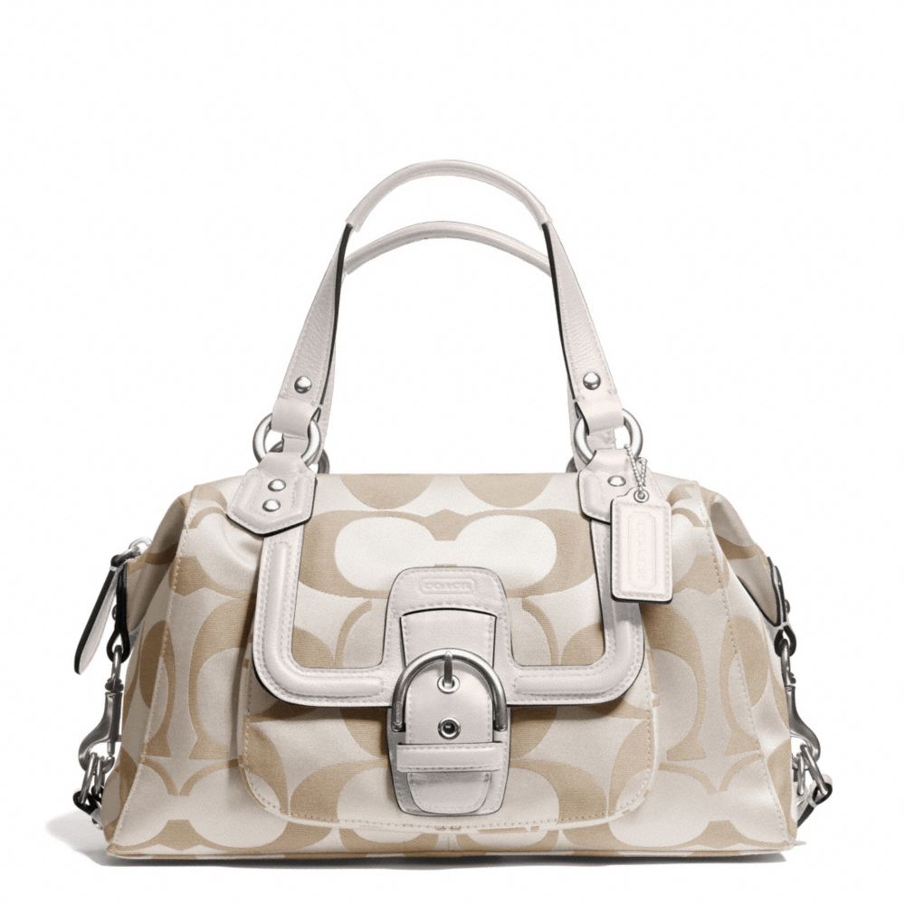 COACH CAMPBELL SIGNATURE SATCHEL - SILVER/LIGHT KHAKI/IVORY - F24741