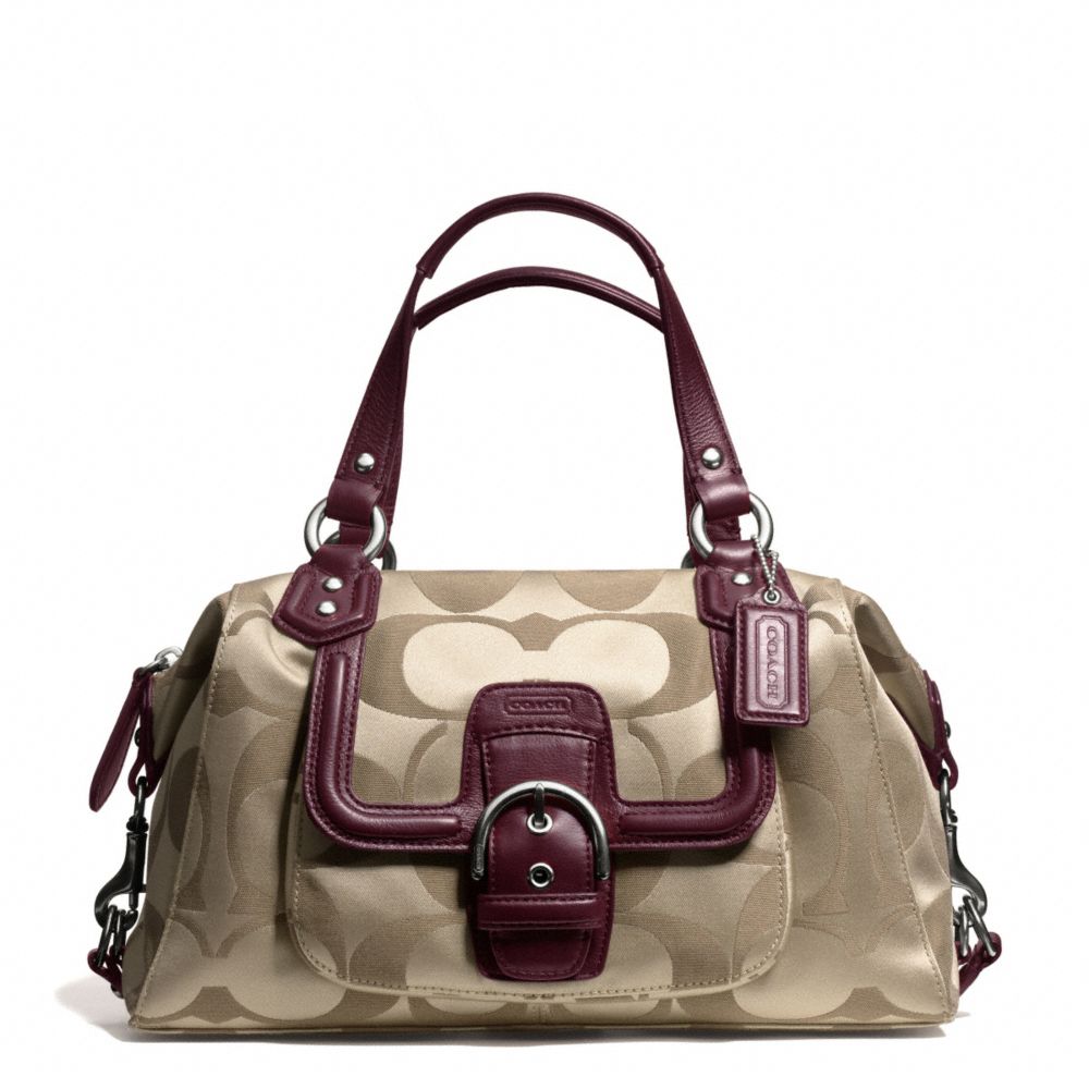 CAMPBELL SIGNATURE SATCHEL - COACH f24741 - SILVER/KHAKI/BURGUNDY