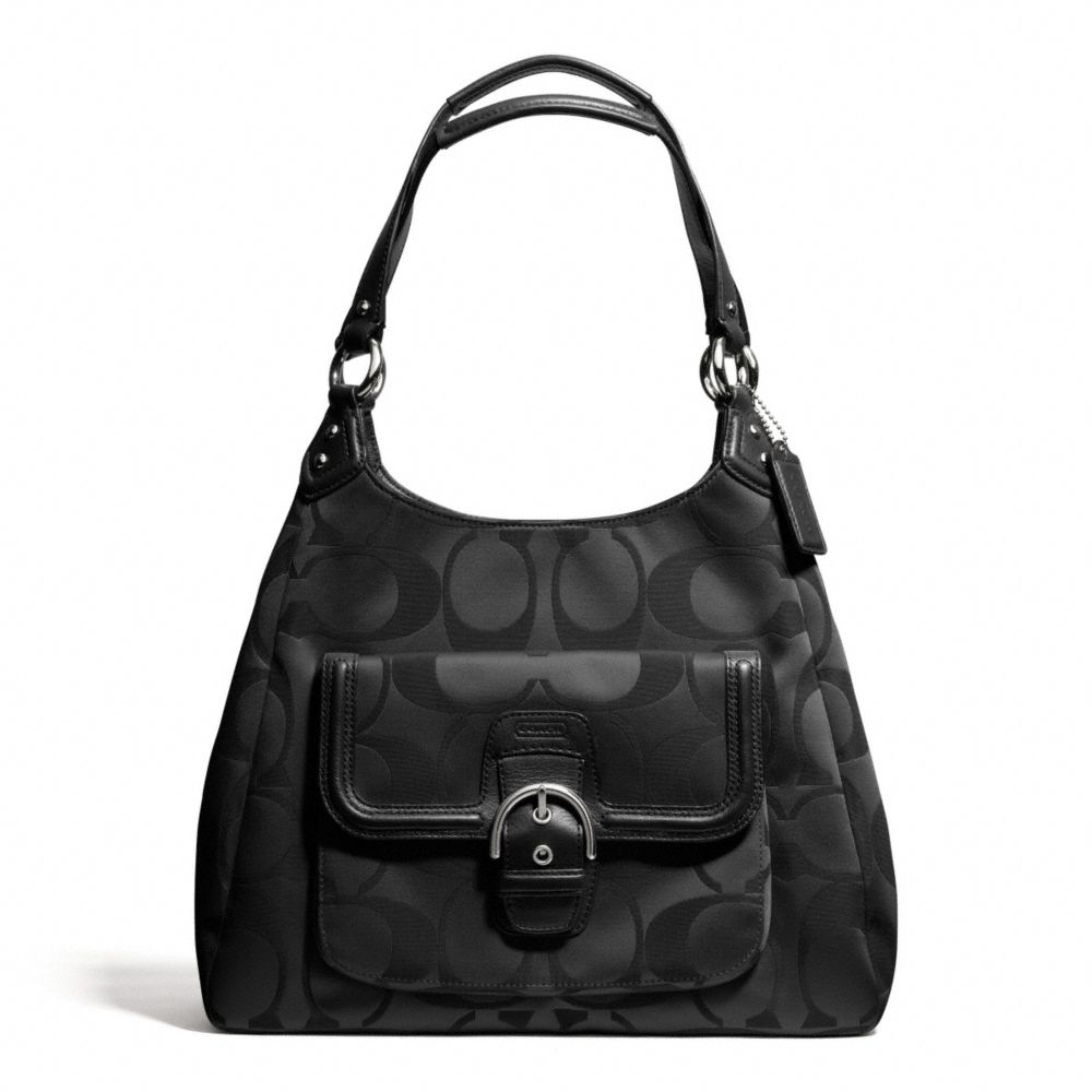 COACH CAMPBELL SIGNATURE HOBO - SILVER/BLACK - F24742