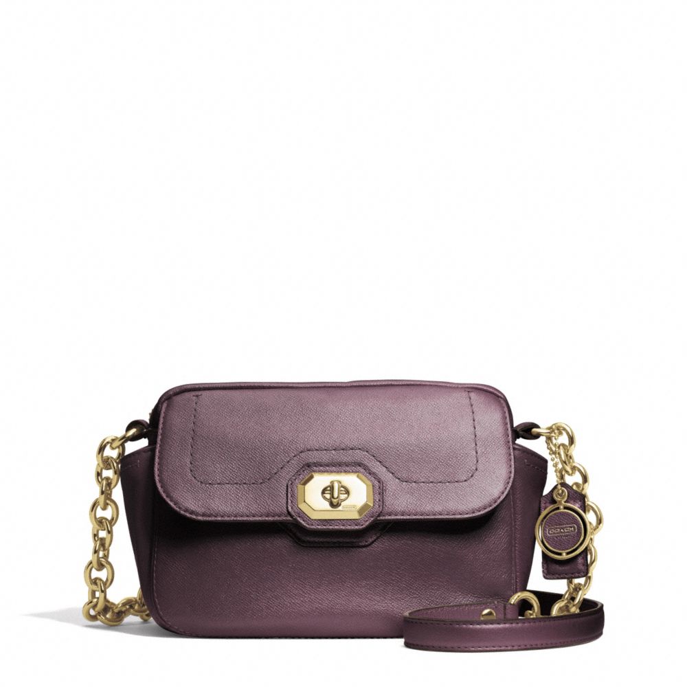 COACH CAMPBELL TURNLOCK LEATHER CAMERA BAG - BRASS/PLUM - F24843