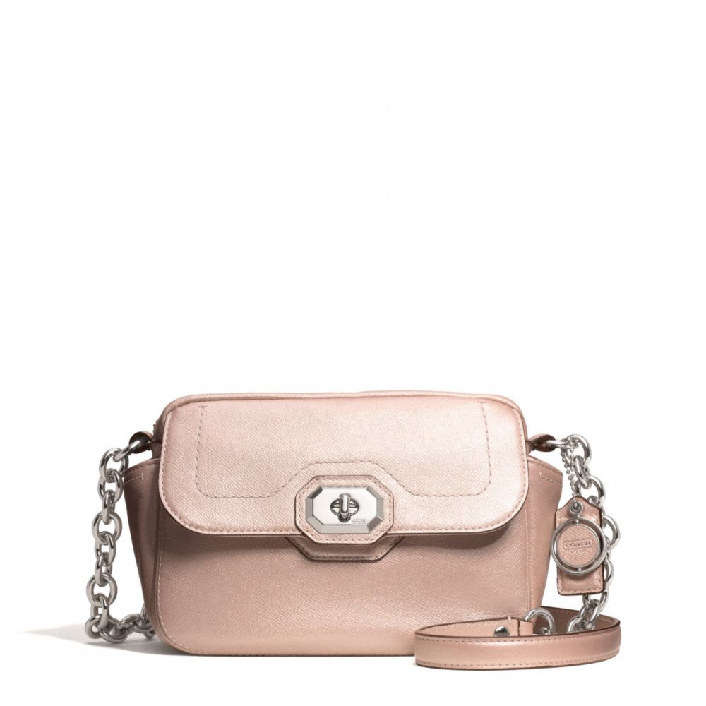 CAMPBELL TURNLOCK LEATHER CAMERA BAG - COACH f24843 - SILVER/BLUSH
