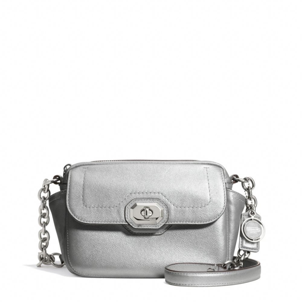 CAMPBELL TURNLOCK LEATHER CAMERA BAG - COACH f24843 - SILVER/PLATINUM