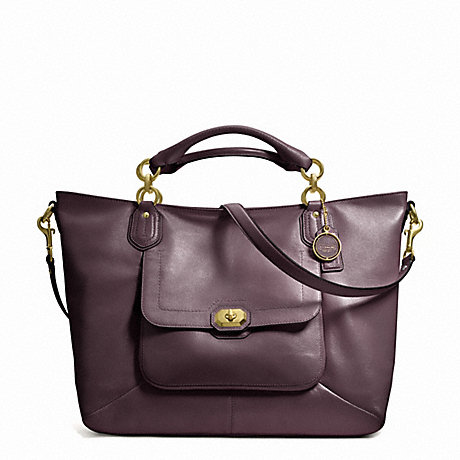 COACH CAMPBELL TURNLOCK LEATHER IZZY FASHION SATCHEL - BRASS/PLUM - f24845