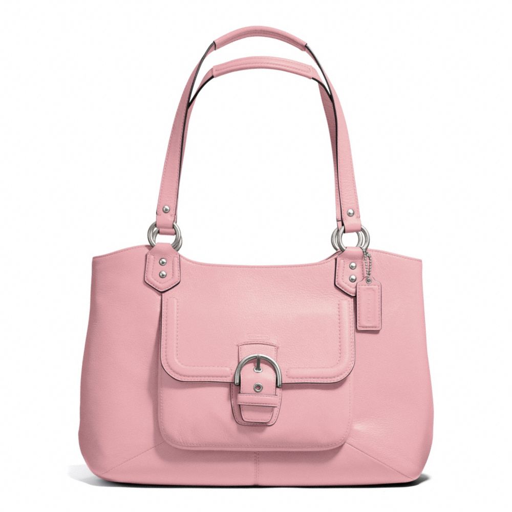 CAMPBELL LEATHER BELLE CARRYALL - COACH f24961 - SILVER/PINK TULLE
