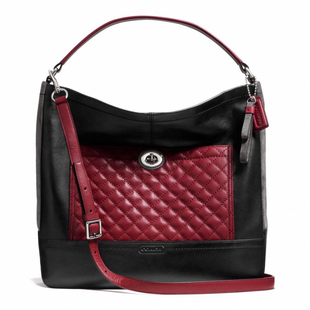 COACH PARK QUILTED COLORBLOCK HOBO - SILVER/BLACK MULTI - F24981