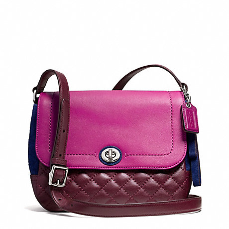 COACH PARK QUILTED COLORBLOCK VIOLET CROSSBODY - SILVER/BURGUNDY MULTI - f24982