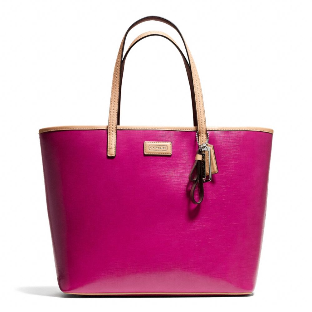 PARK METRO PATENT TOTE - COACH f25028 - SILVER/BRIGHT MAGENTA