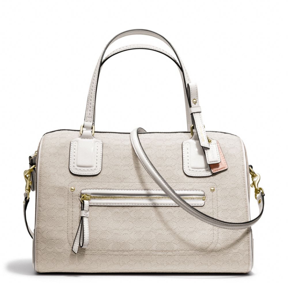 POPPY MINI EAST/WEST SATCHEL IN SIGNATURE OXFORD FABRIC - COACH f25047 - BRASS/IVORY MOHAIR