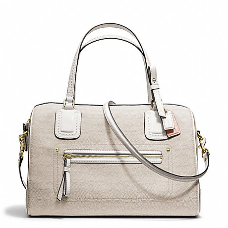COACH POPPY MINI EAST/WEST SATCHEL IN SIGNATURE OXFORD FABRIC - BRASS/IVORY MOHAIR - f25047