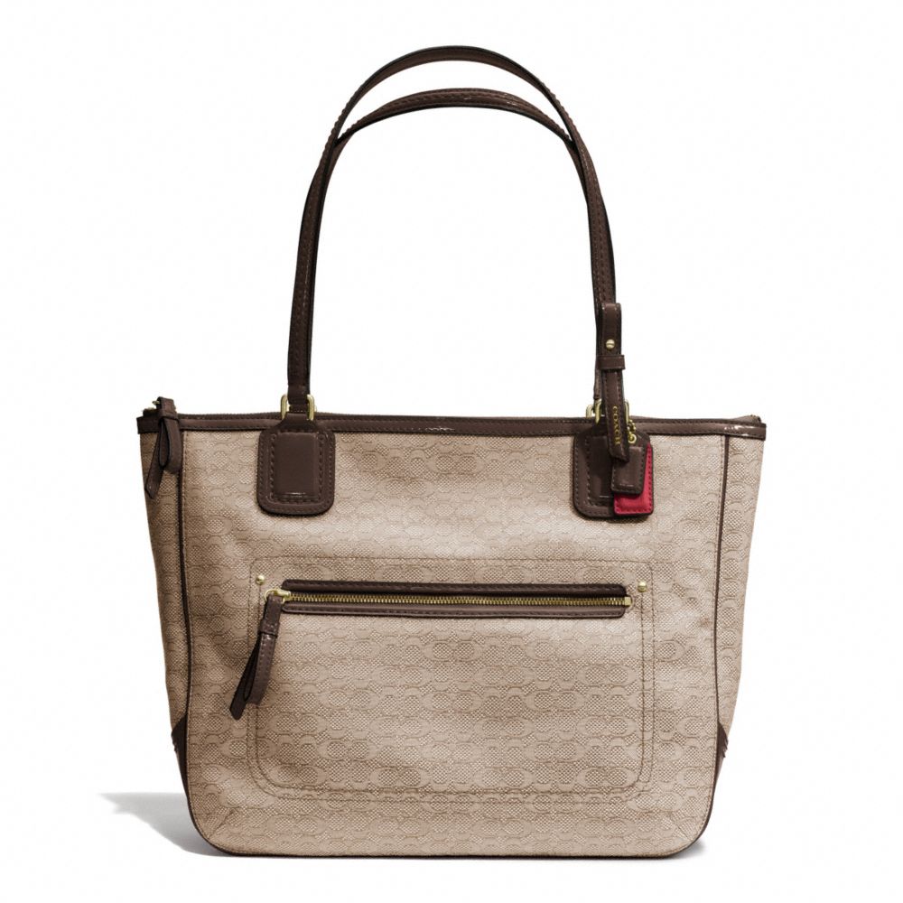 COACH POPPY MINI SMALL TOTE IN SIGNATURE OXFORD FABRIC - BRASS/KHAKI/MAHOGANY - F25051