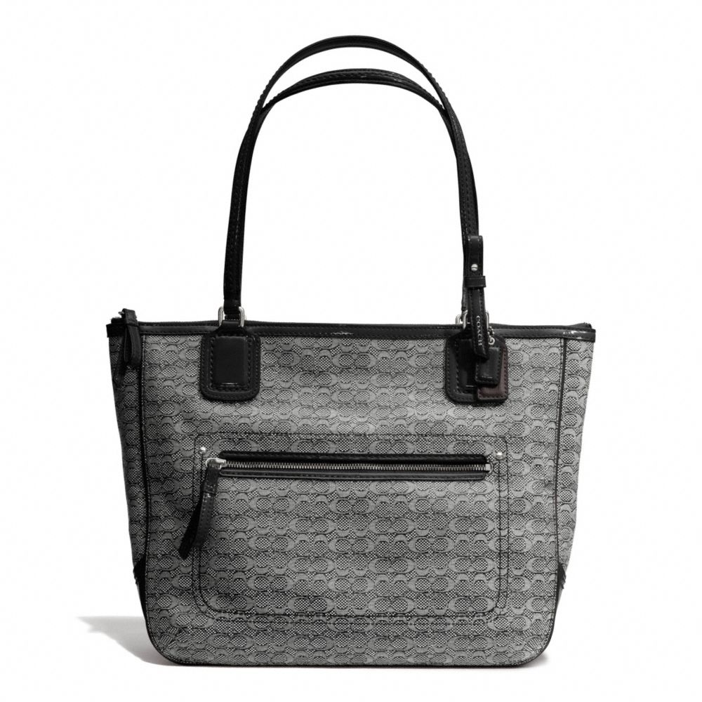 COACH POPPY SIGNATURE C MINI OXFORD SMALL TOTE - SILVER/BLACK/WHITE/BLACK - F25051