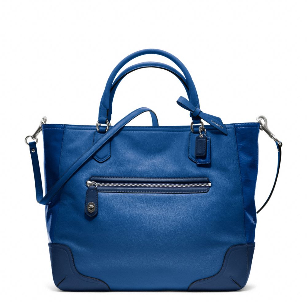 POPPY COLORBLOCK LEATHER SMALL BLAIRE TOTE - COACH f25057 - SILVER/VICTORIAN BLUE