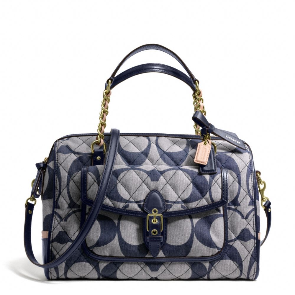 POPPY QUILTED SIGNATURE C DENIM EAST/WEST POCKET SATCHEL - COACH f25072 - 17745