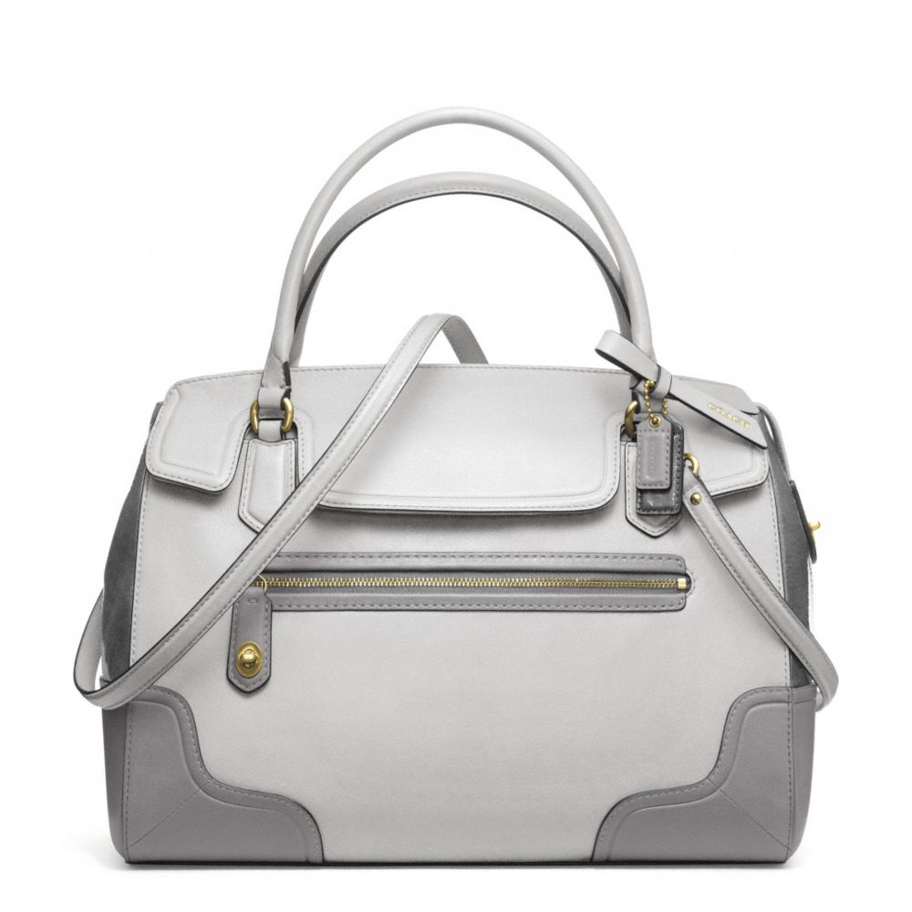 POPPY COLORBLOCK LEATHER FLAP SATCHEL - COACH f25073 - LI/LIGHT GREY