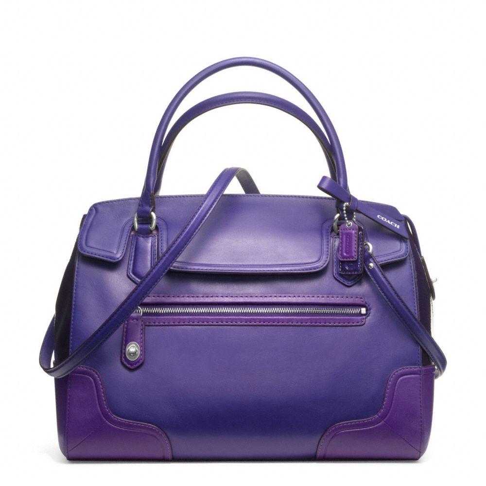 POPPY COLORBLOCK LEATHER FLAP SATCHEL - COACH f25073 - RL/BRIGHT ORCHID